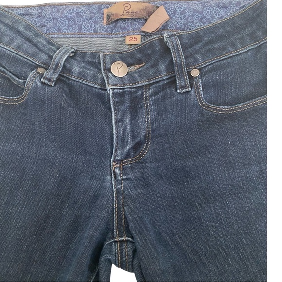 Paige Laurel Canyon Jeans 25 Low Rise Flare Dark Wash Lightweight Denim - Picture 4 of 9